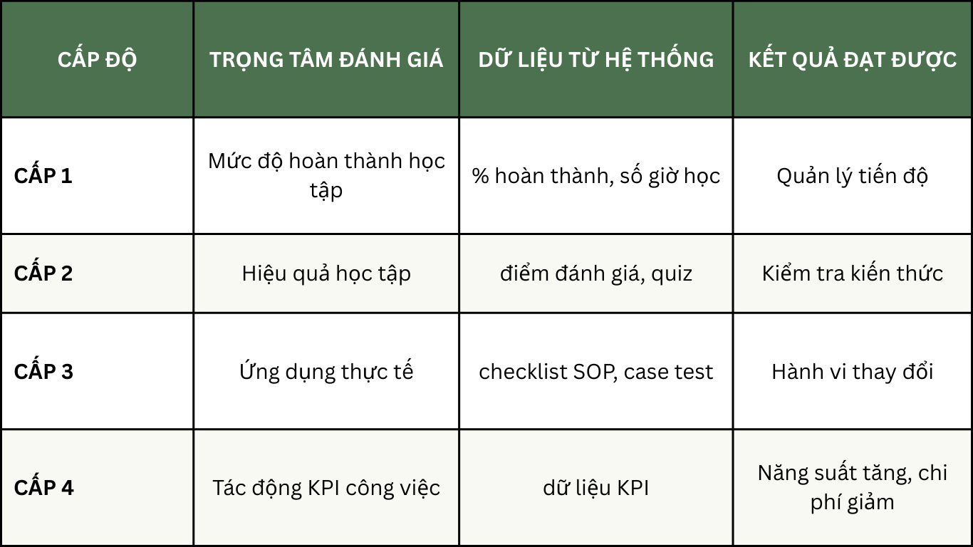 Mô hình kết nối báo cáo đào tạo – KPI nhân sự